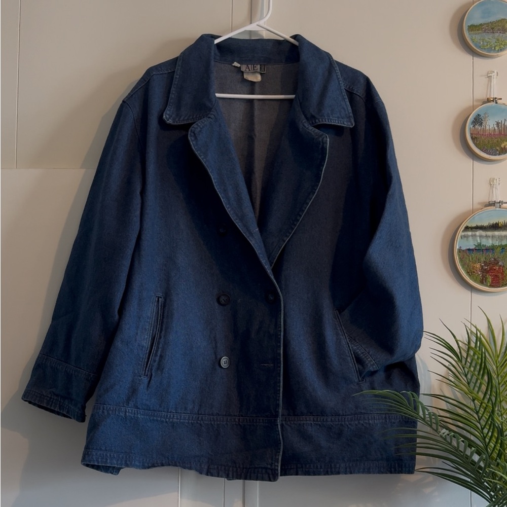 Vintage Double-Breasted A|E denim Dark Blue Denim Jacket